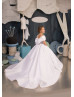 Off Shoulder White Satin Gorgeous Flower Girl Dress